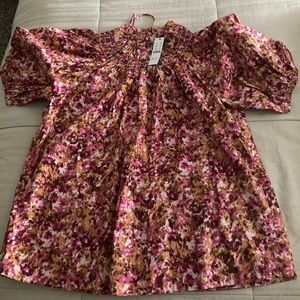 JCrew smocked neck/Puff Sleeves cotton top.